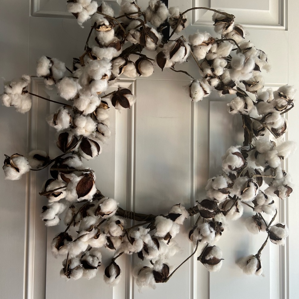 Fall cotton wreath